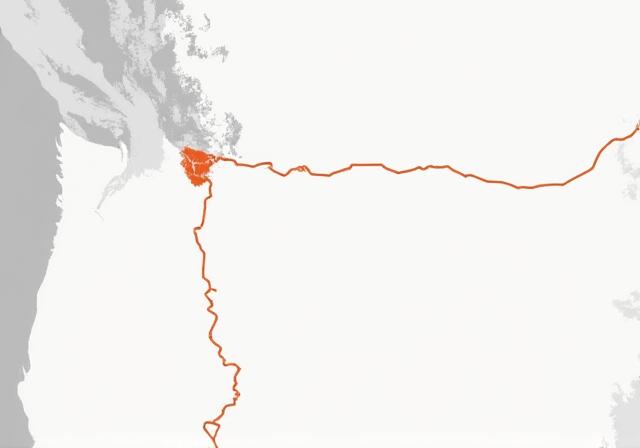 Map of the Pacific Northwest highlighting Terrebonne, OR as a distribution hub for Portland and Seattle