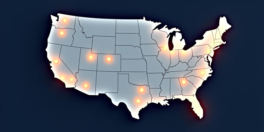 Map of the United States highlighting Hulstein Transportation logistics routes