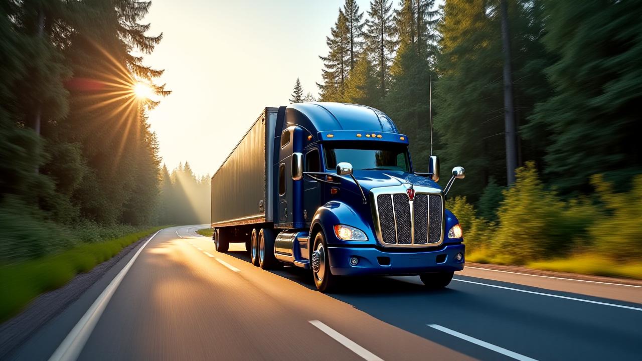 Hulstein Transportation truck driving through Pacific Northwest mountain pass