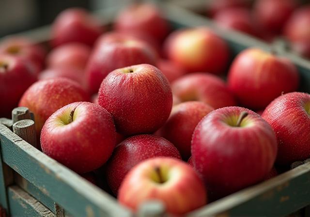 Crates of fresh Washington apples
